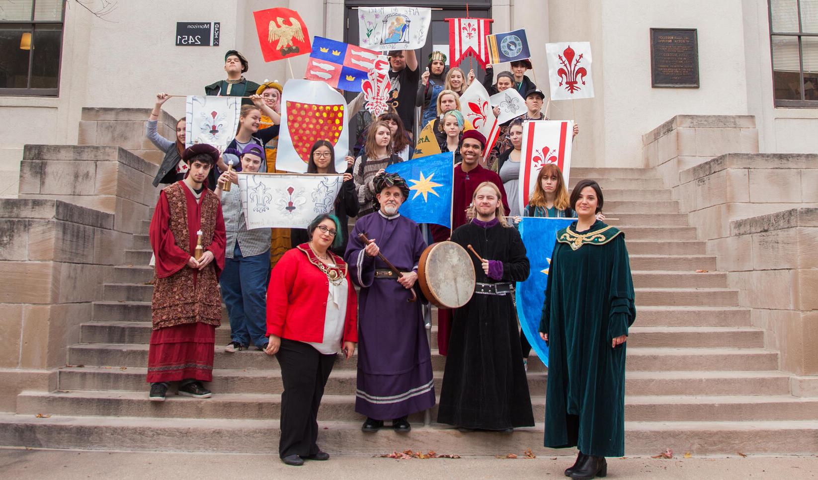 Students in Renaissance clothing for Art History